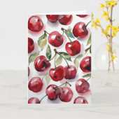 Sweet cherries colorful watercolor cherry art  カード (黄色い花)