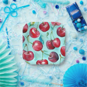 Sweet cherries colorful watercolor cherry art  ペーパープレート (パーティー)