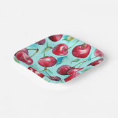 Sweet cherries colorful watercolor cherry art  ペーパープレート (傾斜あり)