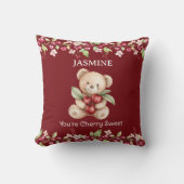 Sweet Cherry Bear Name Pillow クッション (正面)