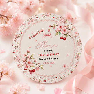 Sweet Cherry Blossom 1歳の誕生日 女の子 パーティー ラウンドシール