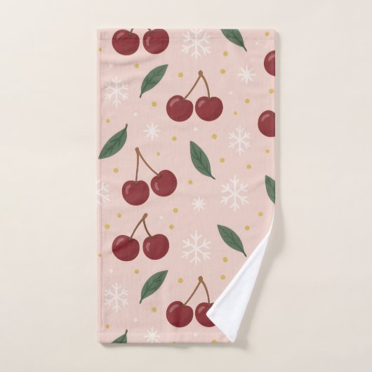 🍒🌸Sweet Cherry Blush Snow Collection バスタオルセット (ハンドタオル)