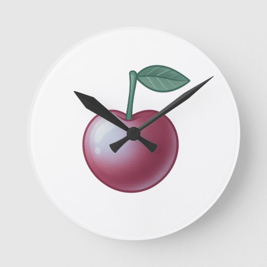 🍒 Sweet Cherry Classic – Timeless Elegance ラウンド壁時計 (正面)