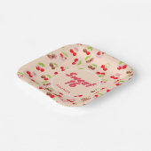Sweet Cherry Dessert Birthday Pattern Cute Party ペーパープレート (傾斜あり)