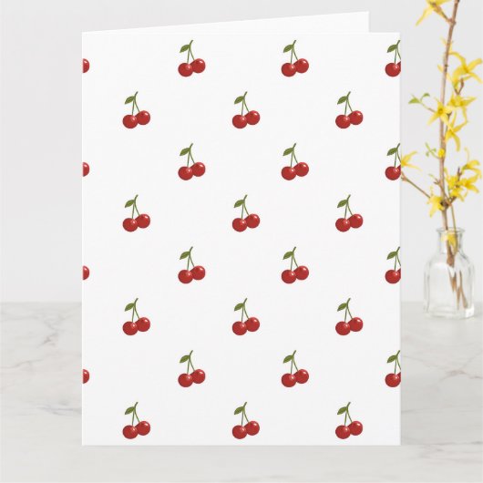 🍒 Sweet Cherry Minimal Elegant Tissue Paper カード (黄色い花)