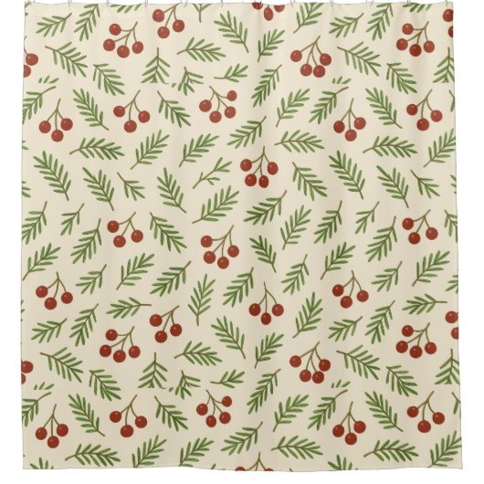 🍒 Sweet Cherry Natural Harmony Collection シャワーカーテン (正面)