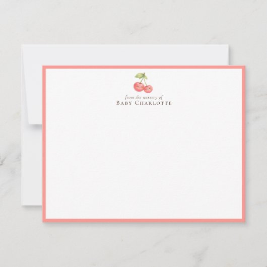 Sweet Cherry Nursery Flat Note Card ノートカード (正面)