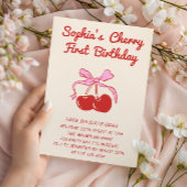 Sweet Cherry Theme 1st Birthday Party 招待状