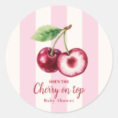 Sweet Cherry Watercolor Baby Shower Sticker ラウンドシール (正面)