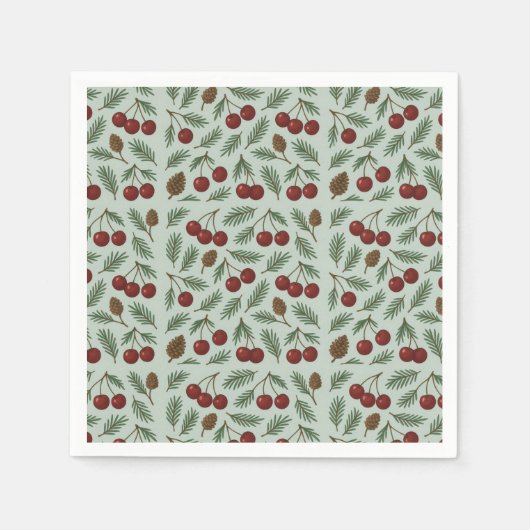 🌿 Sweet Cherry Woodland Holiday Collection スタンダードカクテルナプキン (正面)