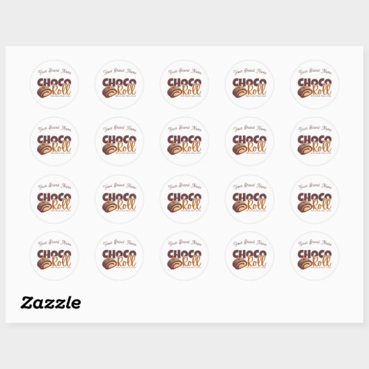 Sweet Choco Roll Bakery Shop Logo Sticker ラウンドシール (シート)