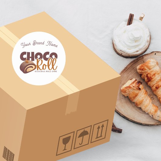 Sweet Choco Roll Bakery Shop Logo Sticker ラウンドシール