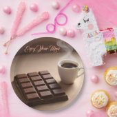 Sweet Chocolate Bar And Coffee Cup Custom ペーパープレート (パーティー)