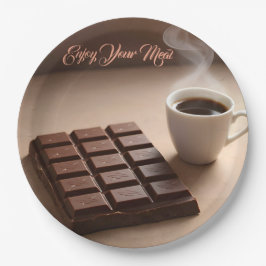 Sweet Chocolate Bar And Coffee Cup Custom ペーパープレート