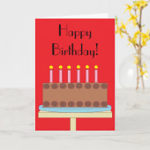 Sweet, Chocolate Birthday Cake: Red Blank カード (黄色い花)