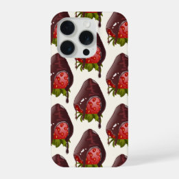 Sweet Chocolate Covered Strawberry Pattern Cream iPhone 15 Proケース