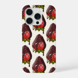 Sweet Chocolate Covered Strawberry Pattern Cream iPhone 15 Proケース