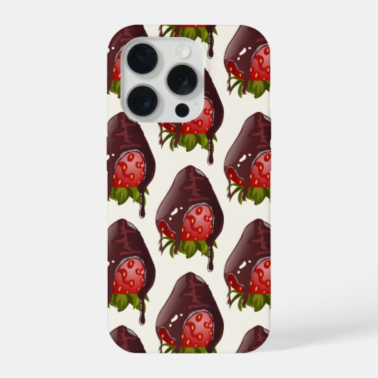 Sweet Chocolate Covered Strawberry Pattern Cream iPhoneケース (裏面)