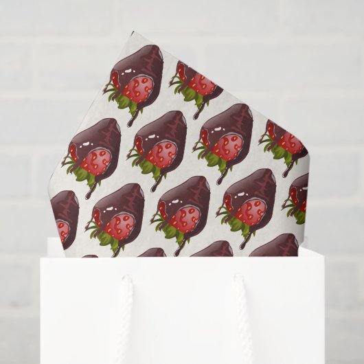 Sweet Chocolate Covered Strawberry Pattern Premium 薄葉紙 (ギフトバッグ)