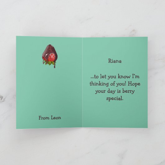 Sweet Chocolate Covered Strawberry Thinking of You カード (内部)