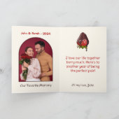Sweet Chocolate Dip Strawberry Anniversary Photo カード (内部)