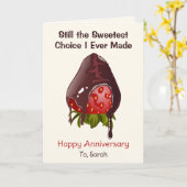 Sweet Chocolate Dip Strawberry Anniversary Photo カード (黄色い花)