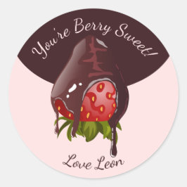 Sweet Chocolate Dip Strawberry You're Berry Sweet ラウンドシール