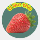 Sweet Choice Strawberry Stickers – Hand-Drawn Cute ラウンドシール (正面)