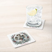 Sweet Christmas Angel Personalize Name Set of 6  スクエアペーパーコースター (インサイチュ)