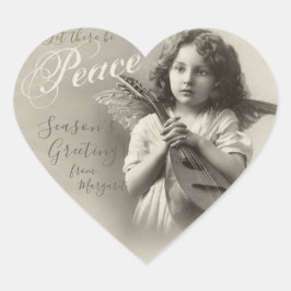 Sweet Christmas peace angel CC1072アンティーク写真 ハートシール