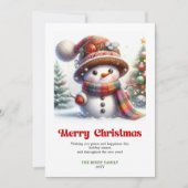 Sweet Christmas snowman kids minimalist editable シーズンカード (正面)
