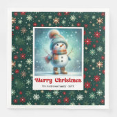 Sweet Christmas Snowman Napkins Personalized Kids  (正面)