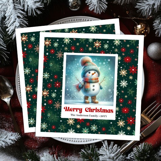 Sweet Christmas Snowman Napkins Personalized Kids 