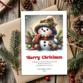 Sweet Christmas snowman watercolor kids greeting   シーズンカード