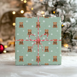 Sweet Christmas Teddy Bear Wrapping Paper ラッピングペーパー