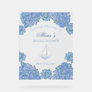 Sweet Coastal Blue Bridal Shower Welcome Sign アクリルサイン
