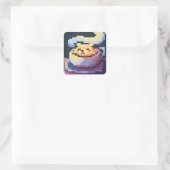 Sweet Coffee Pixelart, Pixel Art  スクエアシール (バッグ)