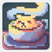 Sweet Coffee Pixelart, Pixel Art  スクエアシール (正面)