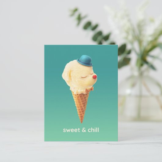 Sweet Cone: Smiling Bichon Ice Cream Art 案内ポストカード (スタンド正面)
