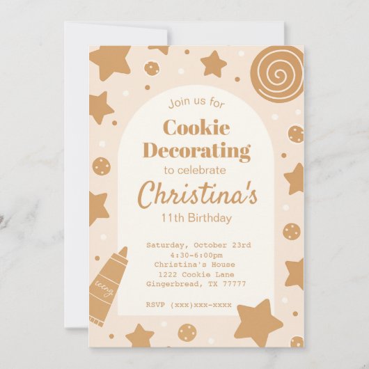 Sweet Cookie Decorating Birthday Invitation 招待状 (正面)