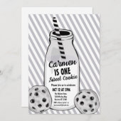 Sweet Cookie Mouse First Birthday 招待状 (正面/裏面)