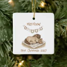 Sweet Cowboy Nursery Christmas Ornament セラミックオーナメント