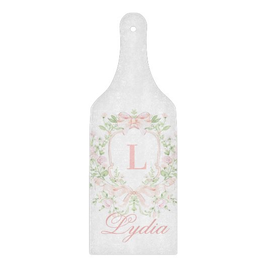 Sweet Crest w/ Pink Bows | Monogram  カッティングボード (正面)