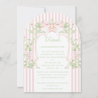 Sweet Crest w/ Pink Wedding Details Enclosure Card 招待状