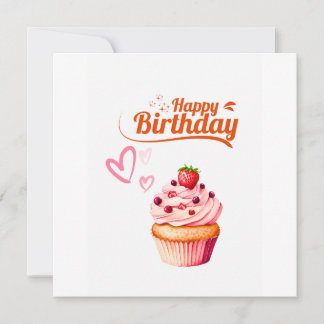 Sweet Cupcake Birthday Flat Greeting Card カード