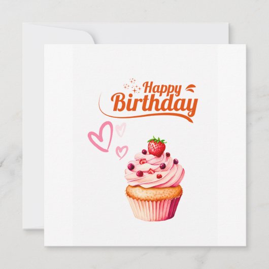 Sweet Cupcake Birthday Flat Greeting Card カード (正面)