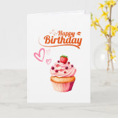 Sweet Cupcake Birthday Greeting Card カード (黄色い花)