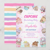 Sweet Cupcake Birthday Party Invitation 招待状 (正面/裏面)