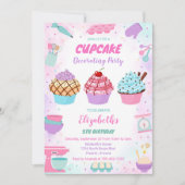 Sweet Cupcake Birthday Party Invitation 招待状 (正面)