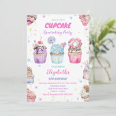 Sweet Cupcake Birthday Party Invitation 招待状 (スタンド正面)